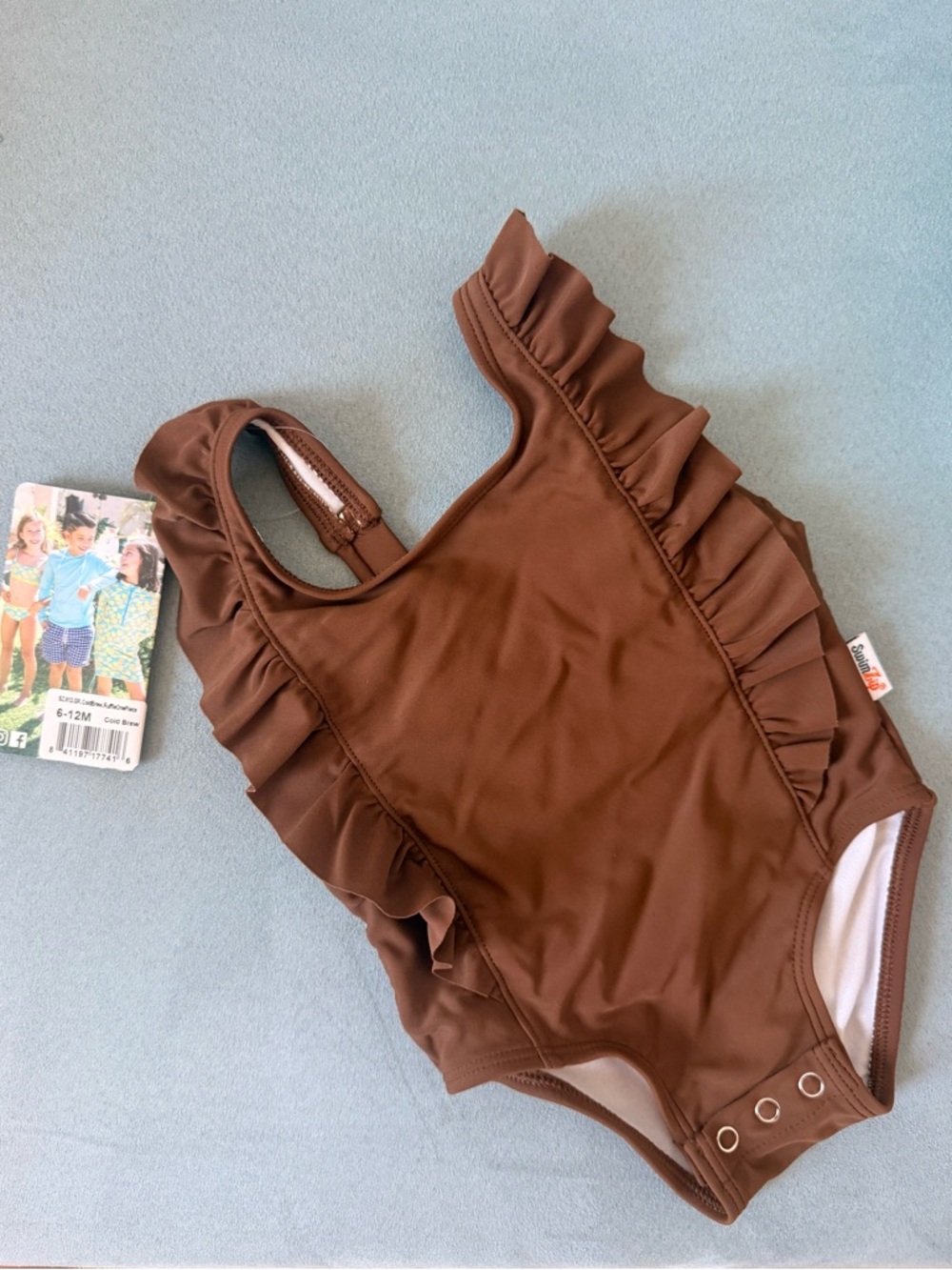 SwimZip SPF50 ColdBrew Ruffle One-Piece Swimsuit